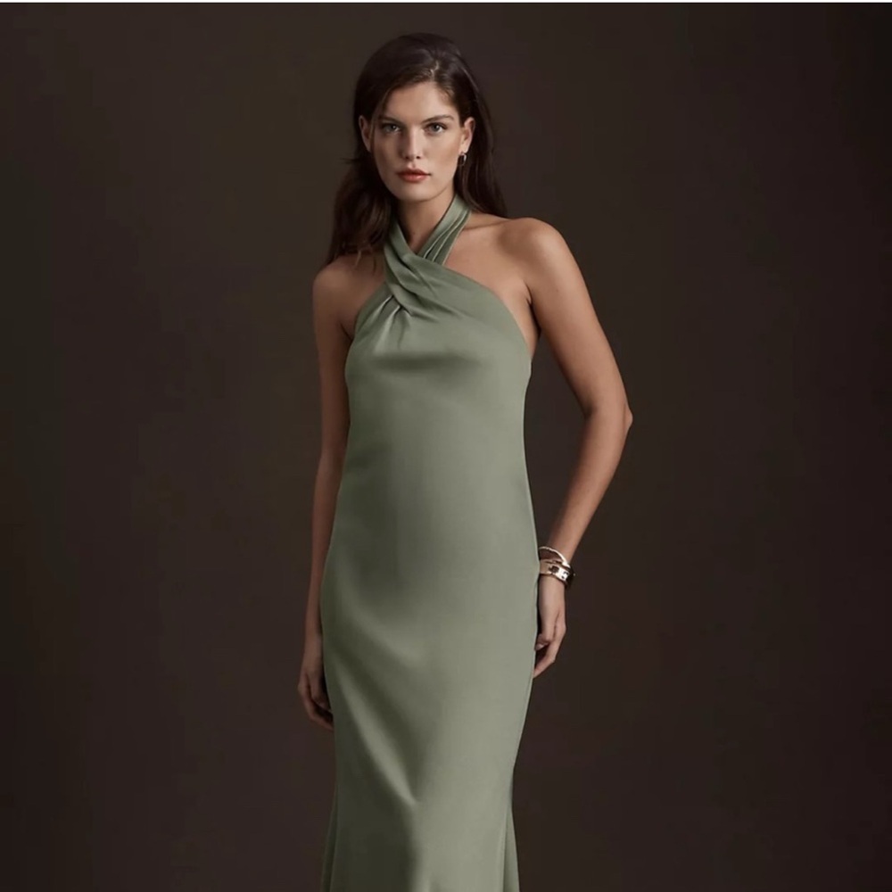 BHLDN Olive Halter Maxi Dress